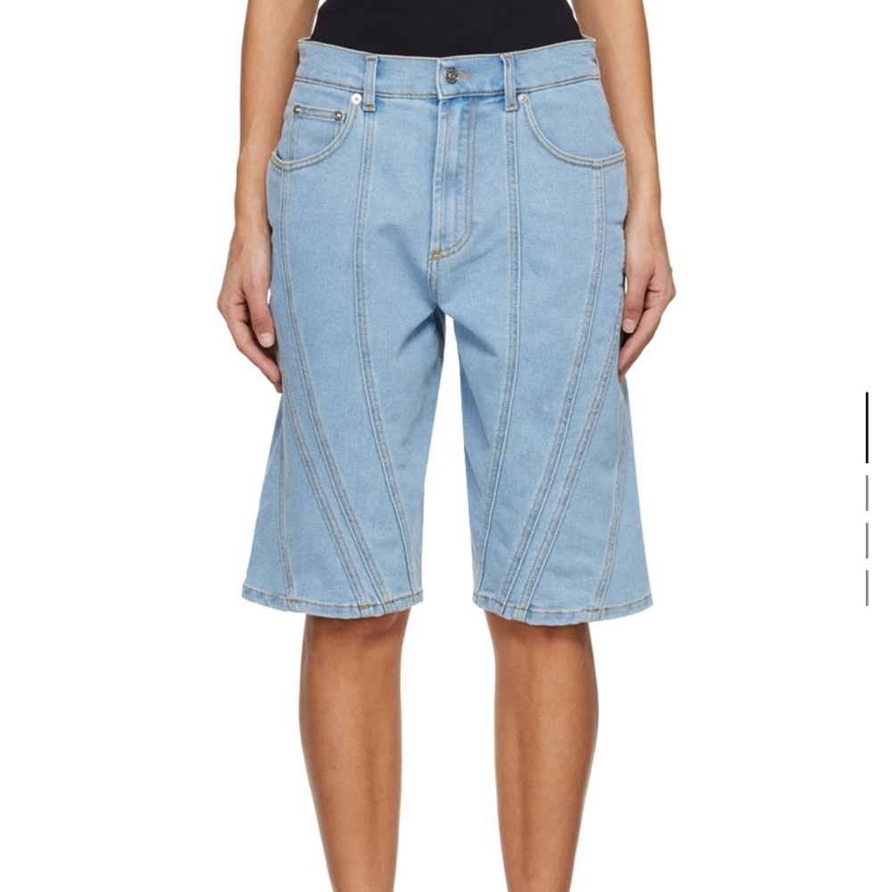 Mugler Spiral Denim Shorts